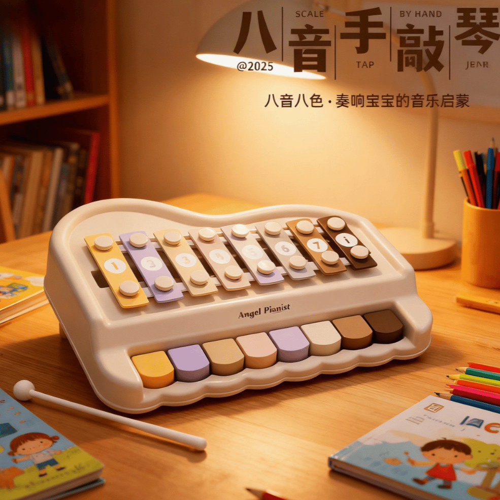 益智八音手敲琴玩具二合一儿童木琴敲击乐器婴儿宝宝早教钢琴音乐