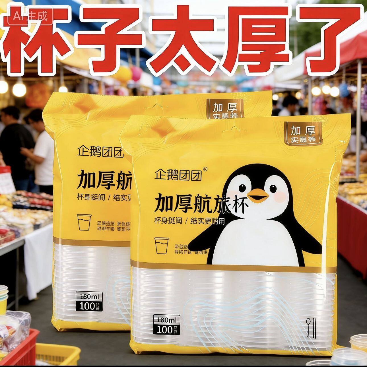 一次性杯子加厚航空杯塑料杯50-1000装家用饮料杯中小号整箱批发