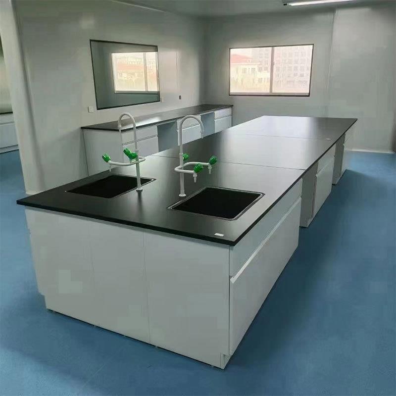 新款大型风实验室工台作台全钢制中桌央钢木边台学校-化学实验通