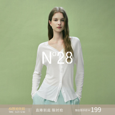 春夏薄款V领显瘦针织开衫女