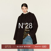 N°28山羊绒双面呢大衣女冬季 抽绳连帽高级感毛呢外套 中长款