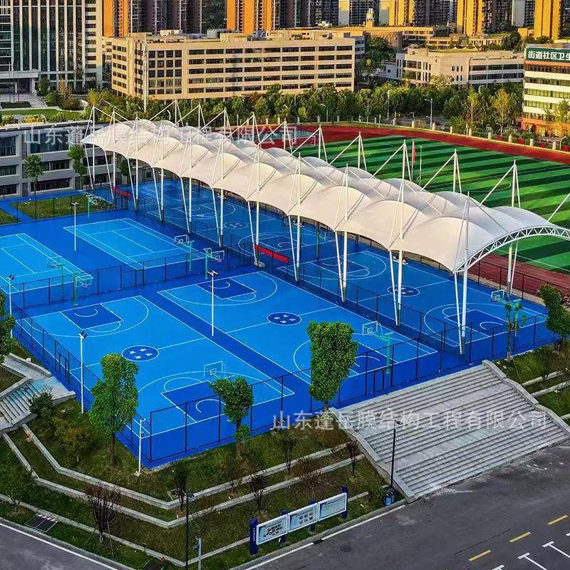 PVDF大型运动场地张拉膜结构学校操场篮球场遮阳雨棚汽车充电站