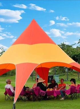 户外单峰天幕云顶八爪鱼露营营地帐篷彩色天幕橙色红运当头