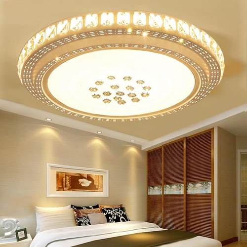 中山厂家客厅大灯吸顶灯水晶圆灯主卧室圆形家用餐厅房间灯具