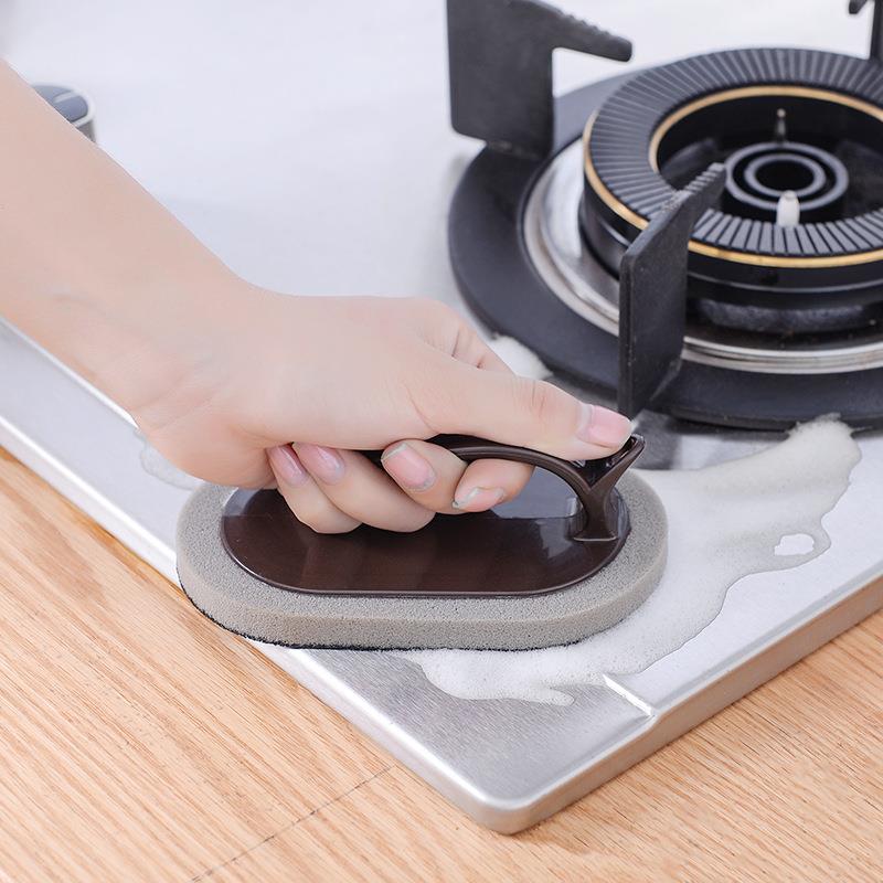 新款不沾油魔力金刚砂海绵擦纳米去污厨房手柄强力锅底除锈锅刷