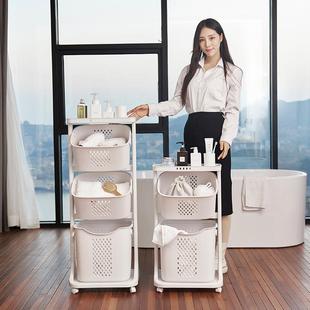 家用脏衣服收纳筐 带滑轮大号塑料脏衣篮 浴室可移动脏衣篓洗衣篮