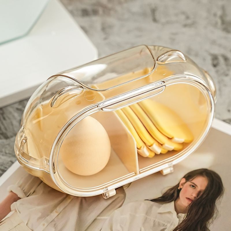 桌面美妆蛋收纳盒防尘粉扑粉饼