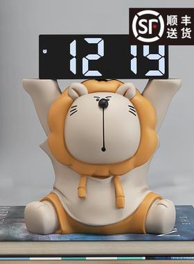 可卡通时摆卧件客厅玄钟关室爱床ys190419头钟表台式摆放式桌面智
