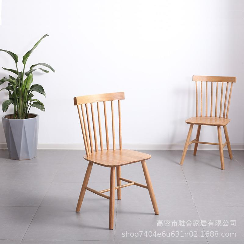 北欧实木餐椅现代简约家用椅子白橡木温莎椅餐厅餐凳子原木餐桌椅