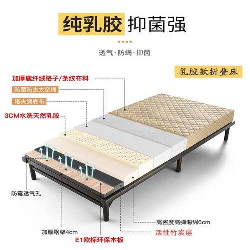 0J日式折叠床家用成人加固耐用单人床办公午休小户型拼床酒店加床