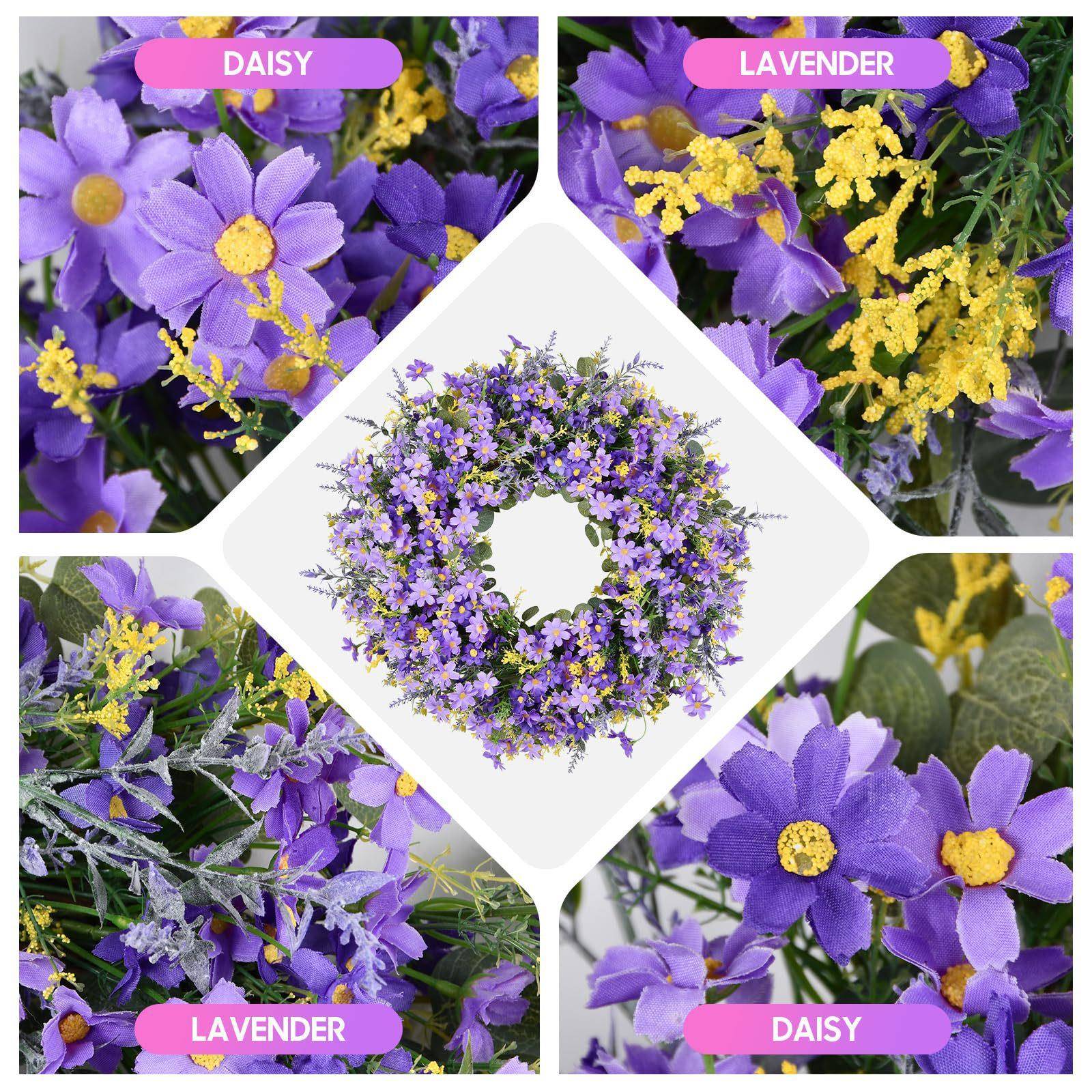 紫花色小雏菊藤78543233圈夏新季品跨境花环仿真花庭院前门环装饰
