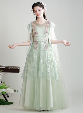 古筝演出服女童礼服儿童二胡琵琶演奏新中国风飘逸汉服艺考古典舞