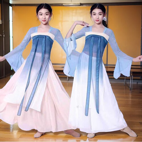 儿童古典舞演出服飘逸纱衣女童舞蹈练功服扇子舞中国舞表演服六一
