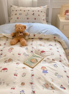 学生宿舍三件套床用家品寝棉室单ULL人床开学季全纯棉用上印花四