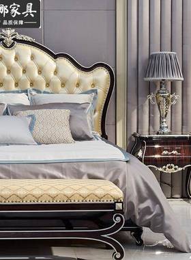 式新古典实双人床欧式法卧室布艺主公床1.YHI8米主卧婚木床
