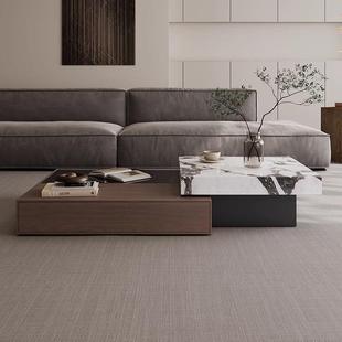 意式 胡桃色几桌茶几 极BUS简5岩板茶几感家用小户型实木茶202新款