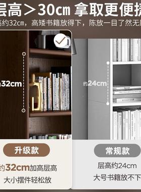 全实木家用书架胡书桃木地色整墙一体置NIQ物落架靠墙客厅储物组