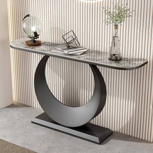 意式 轻奢板现玄关岩台半圆玄关柜代岩简约靠XG071墙入户板玄关桌