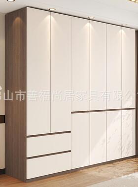 简约分段衣柜实JVP木多层板储式物柜子家用组卧室成免拉手品合衣