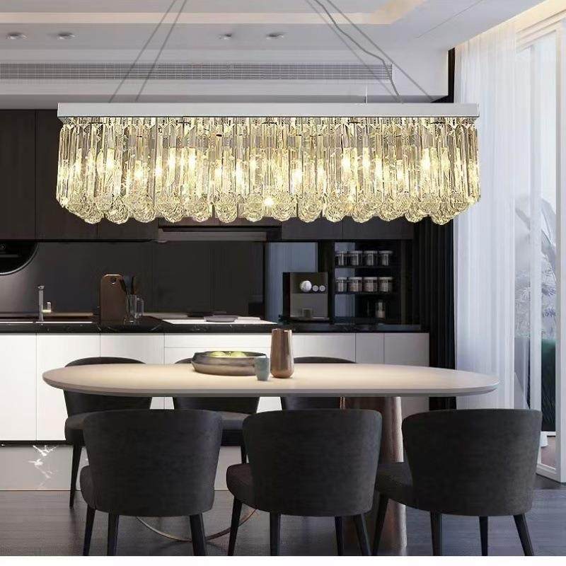 长方形水吊灯灯LED晶厅过道走廊餐吧台灯简约现代客厅8064-6水晶