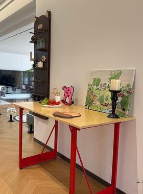 议复古木海工洋板办公桦书桌极简实木会桌客厅餐桌原木业风UMB工