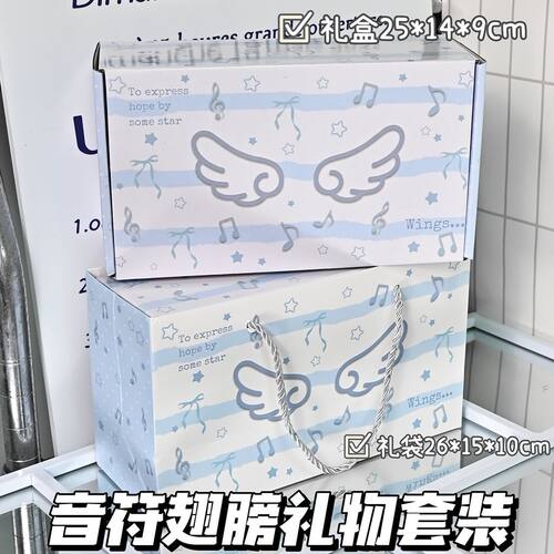 音符云朵翅膀礼袋飞机盒ins高级简约感日常节日生日打包礼品套装