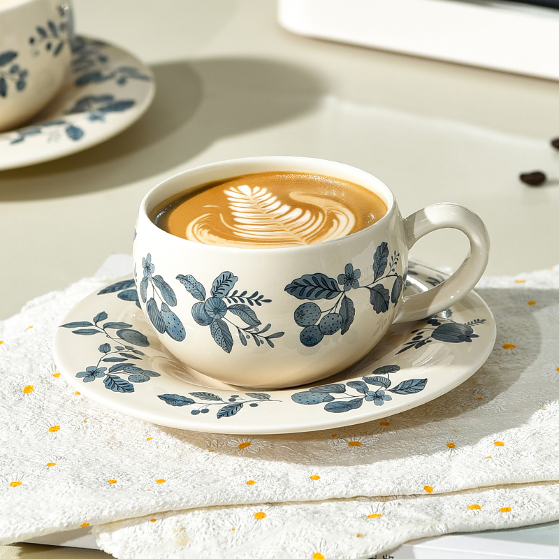 特别好看的中式咖啡杯碟套装女士个人专用陶瓷拿铁杯拉花高档精致
