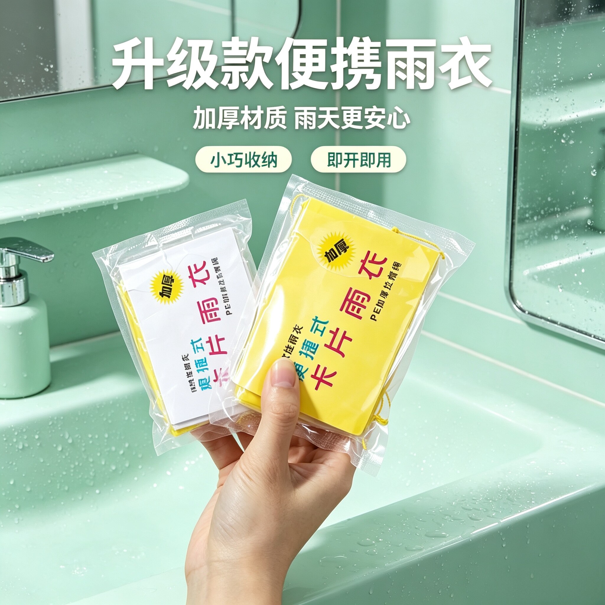 一次性便携卡片连体雨衣成人儿童