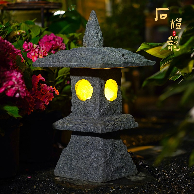 中式仿古庭院太阳能石灯r笼花园民宿别墅草坪布置造景落地装饰摆