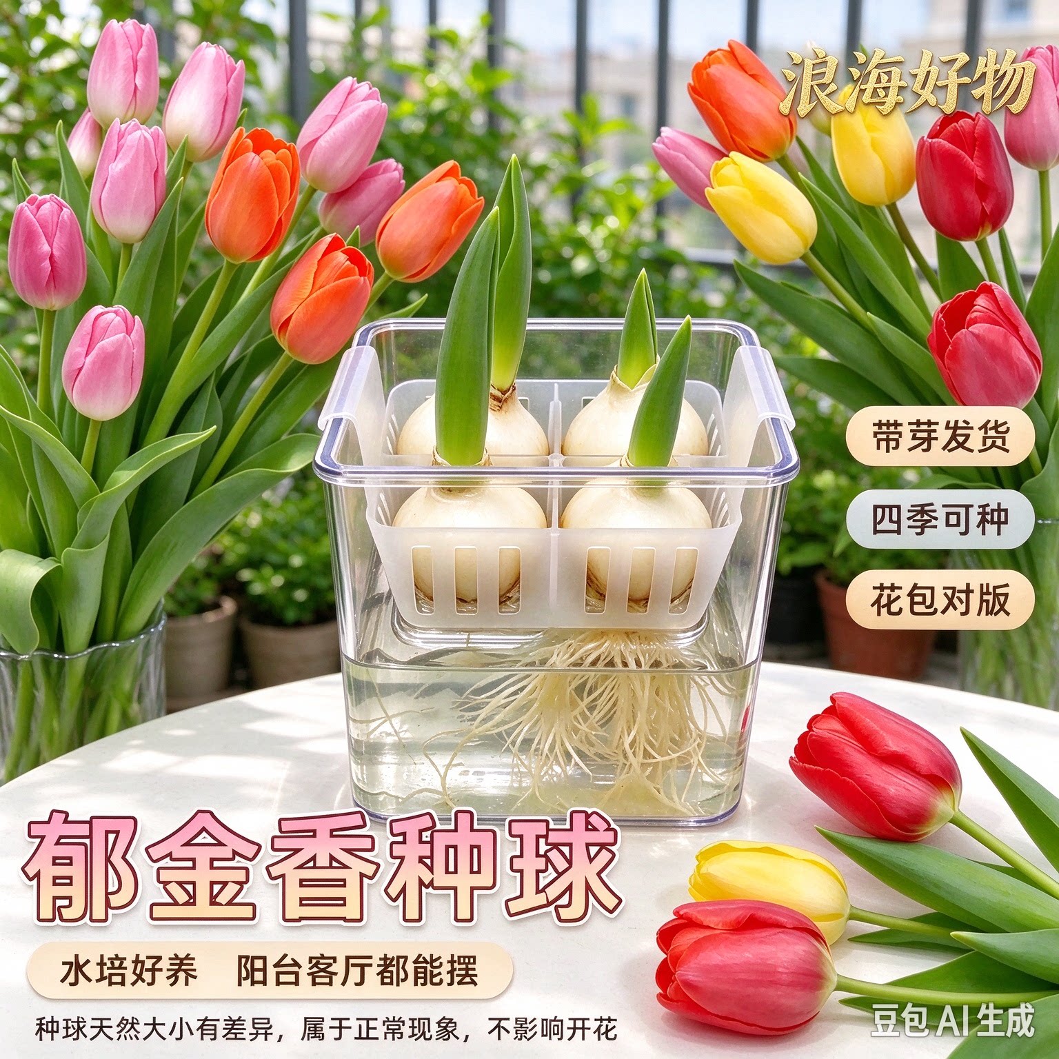 郁金香种球水培花卉定植篮室内四季种子盆栽植物花苗土培水养HQ2