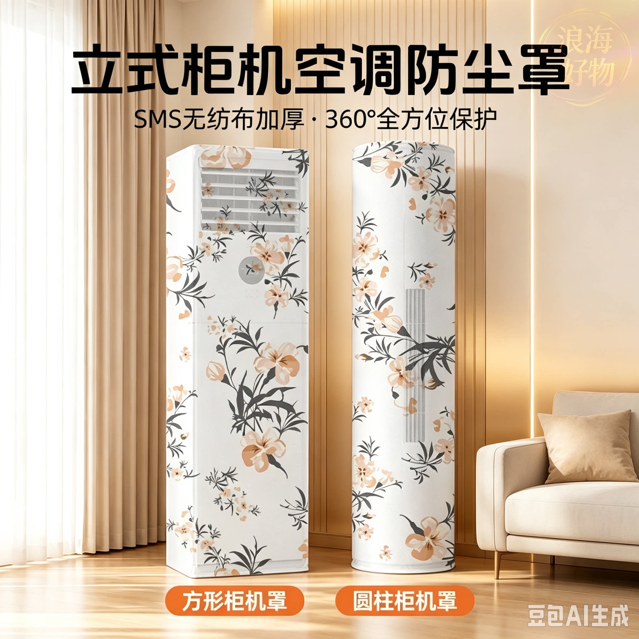 空调套防尘罩通用壁挂式空调全包保护套高弹力无纺布材质挂机罩RR