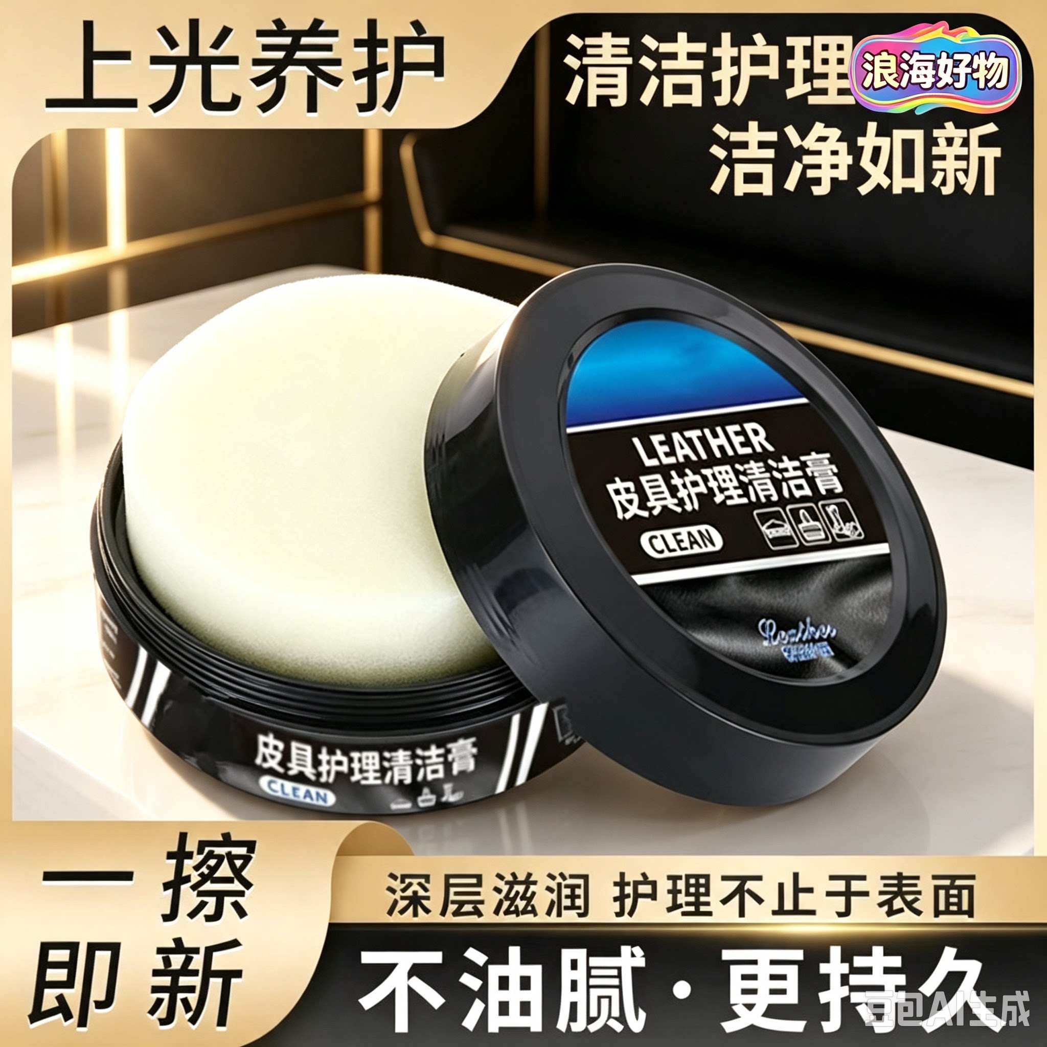 汽车真皮座椅保养膏皮革皮鞋深层滋养清洁养护光亮无色HQ
