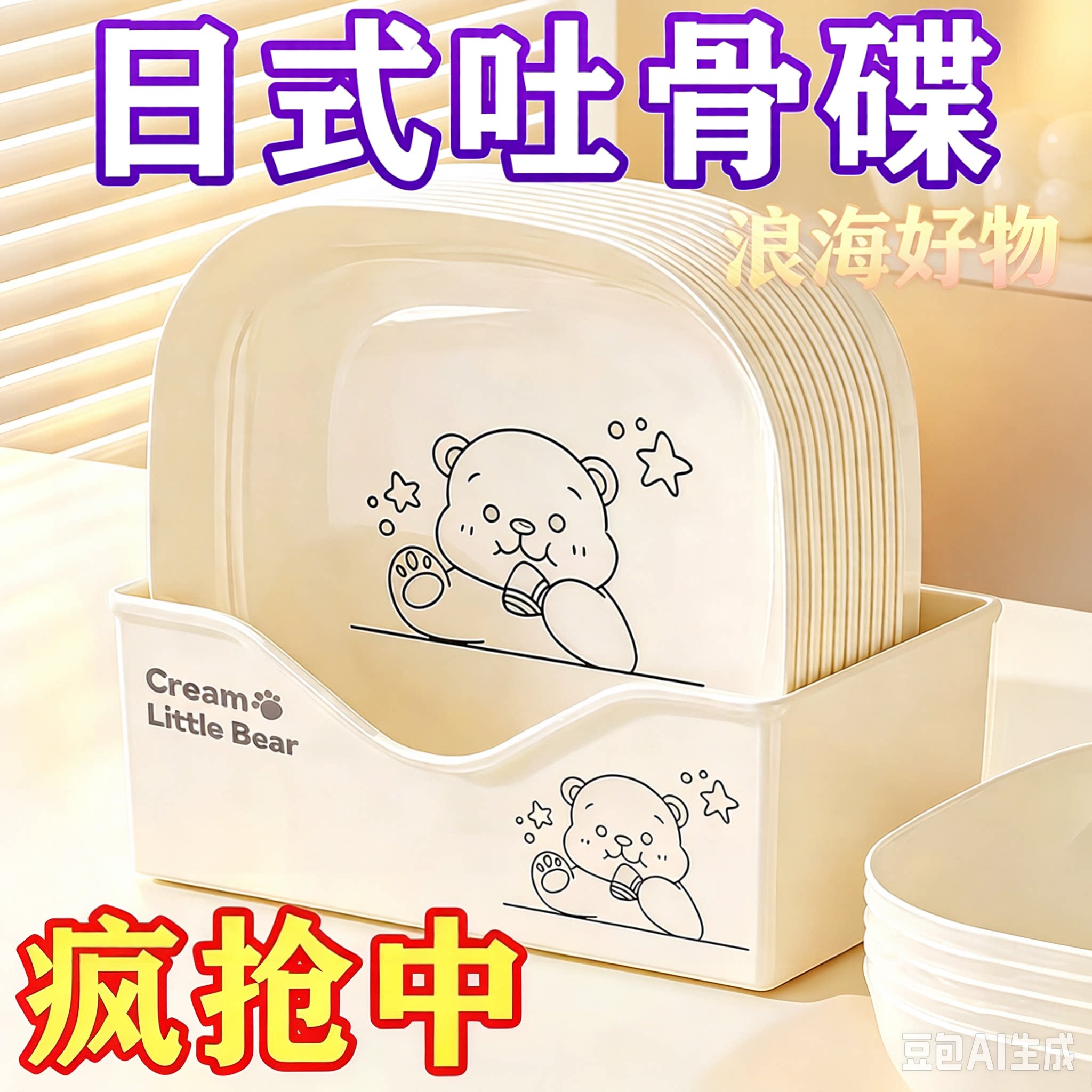 家用吐骨碟餐桌吐骨头碟塑料放菜骨碟客厅水果盘吐骨盘垃圾渣盘RR