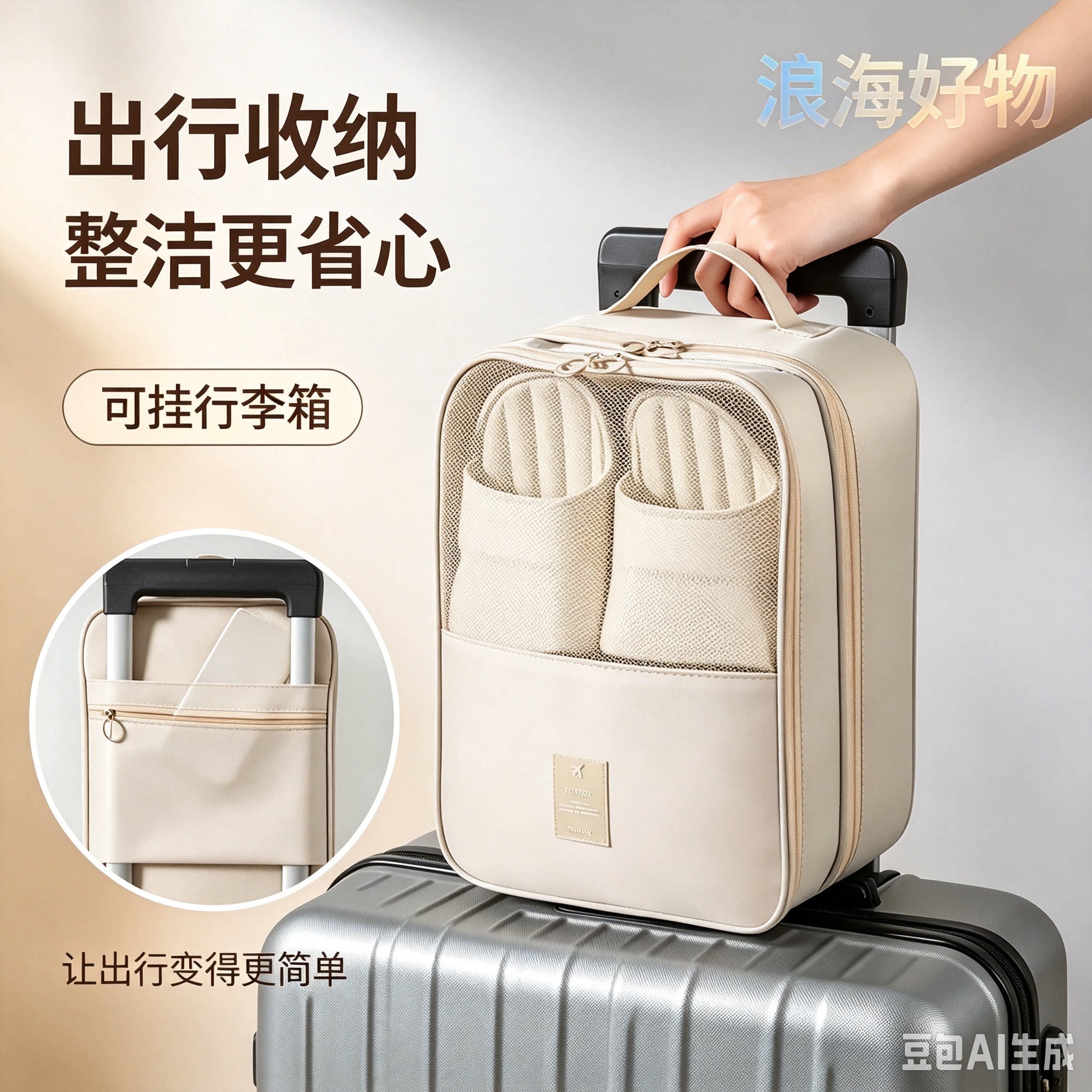 【居家好物】斜纹旅行收纳三层鞋包鞋包收纳包袋外出旅行鞋袋RR