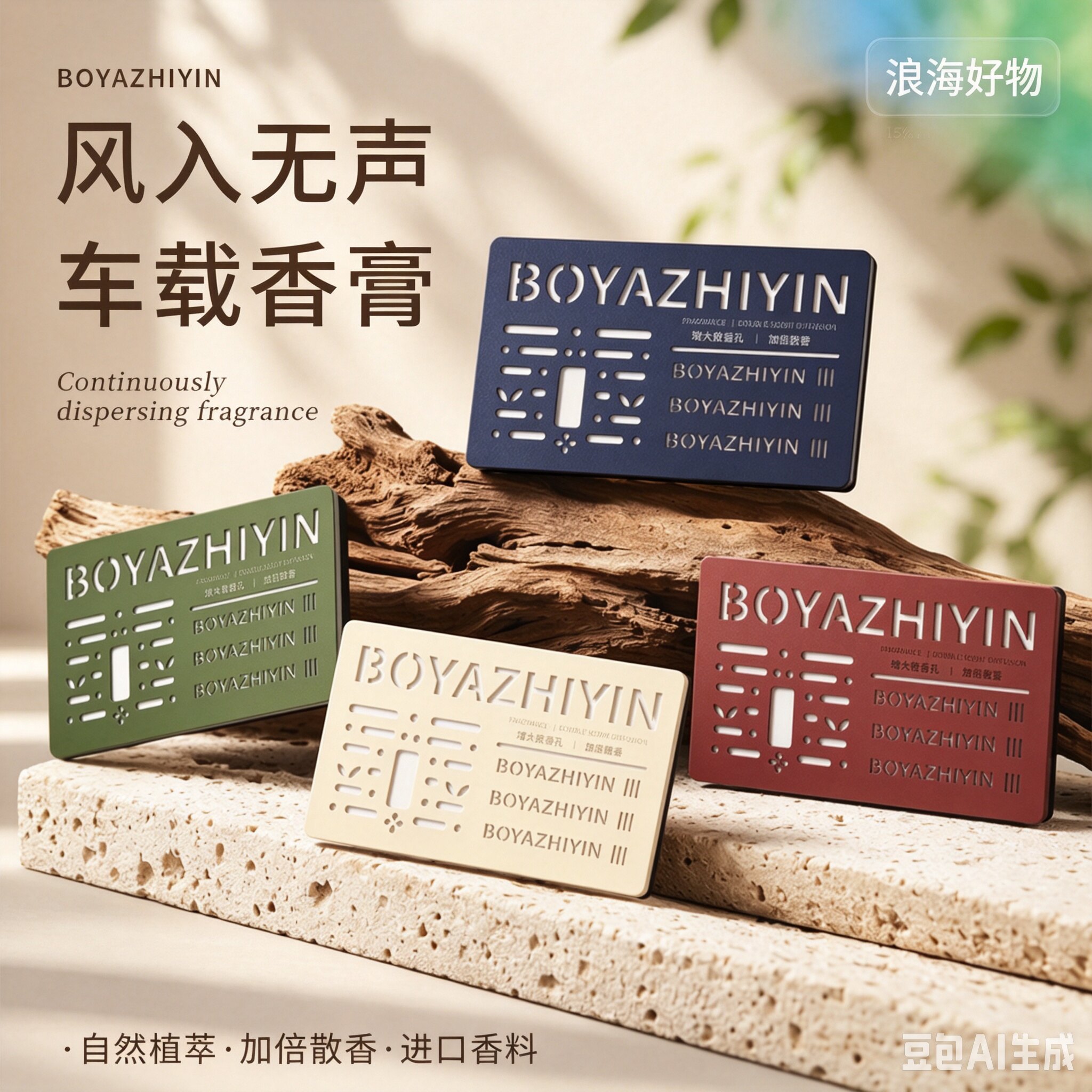 【下单立减50】车载固体香薰膏高级感镂空盖盒子汽车香薰持久HQ