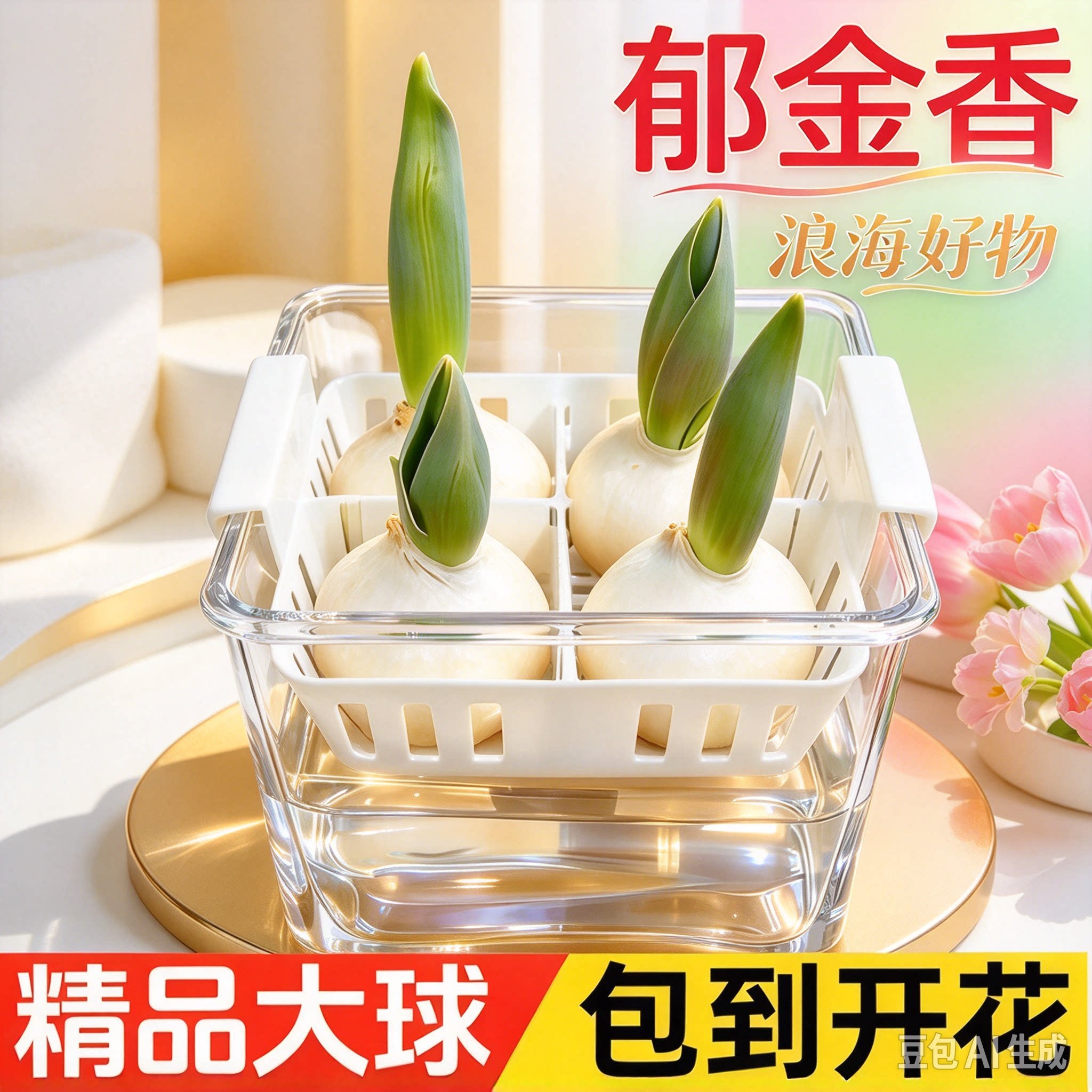 郁金香种球水培花卉定植篮室内四季种子盆栽植物花苗土培水养RR3