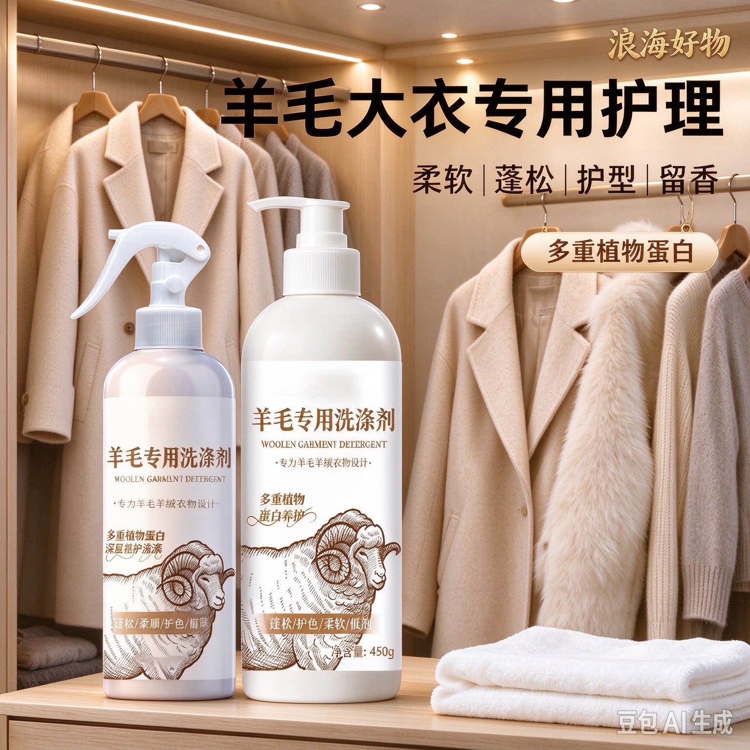 【羊毛羊绒洗涤剂】防缩水防发硬蓬松柔顺山茶花留香洗涤剂HQ
