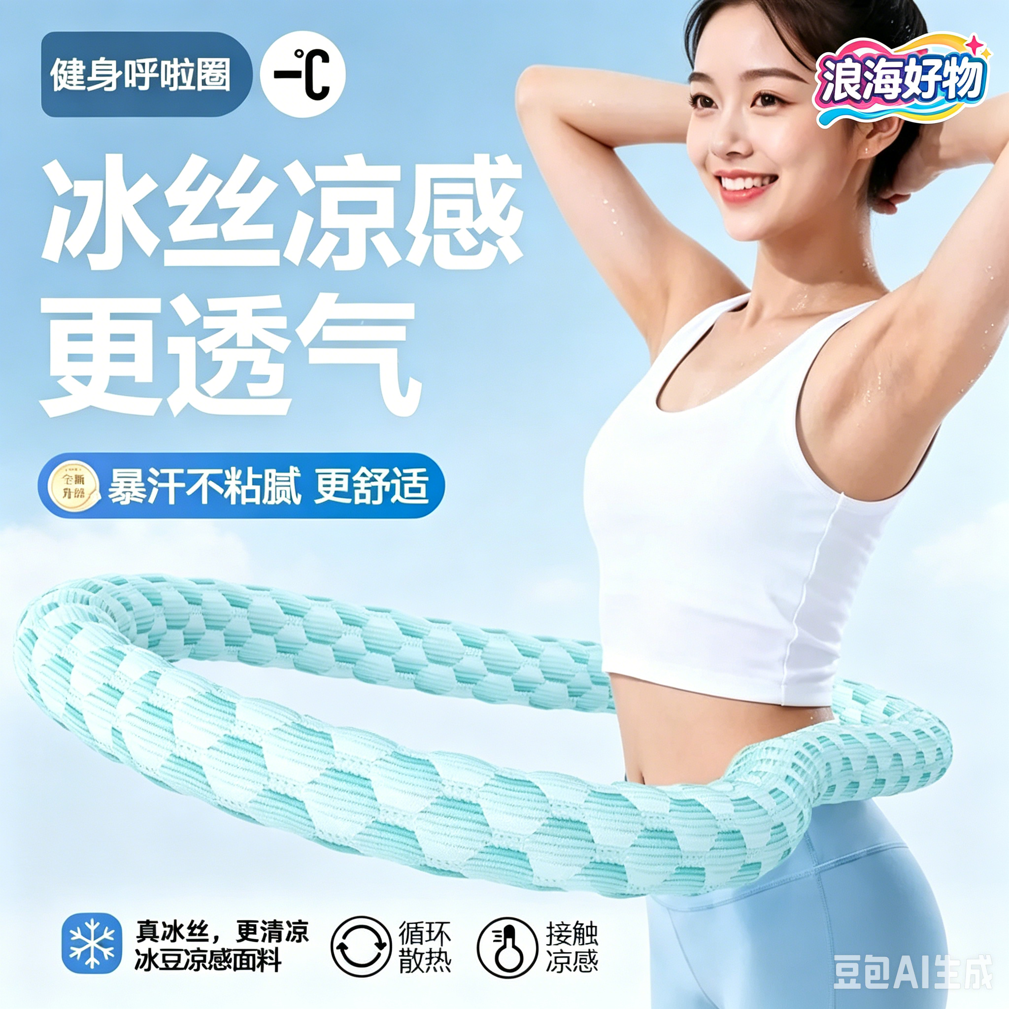 【冰感清爽】软弹簧全包裹呼啦圈成人居家室内运动健身锻炼器材HQ