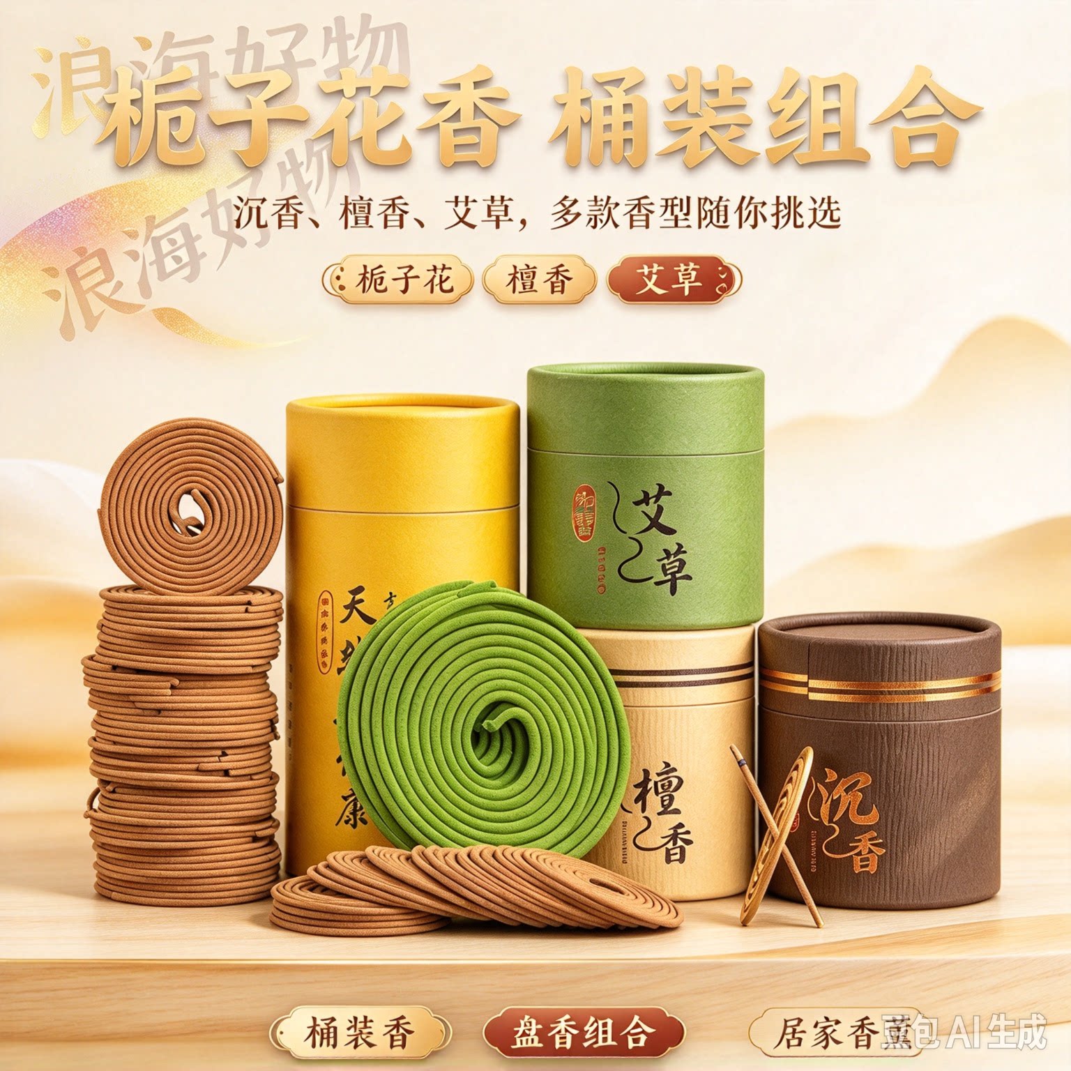 【120盘+送香炉】天然栀子花香薰檀香家用盘香室内持久留香RR2