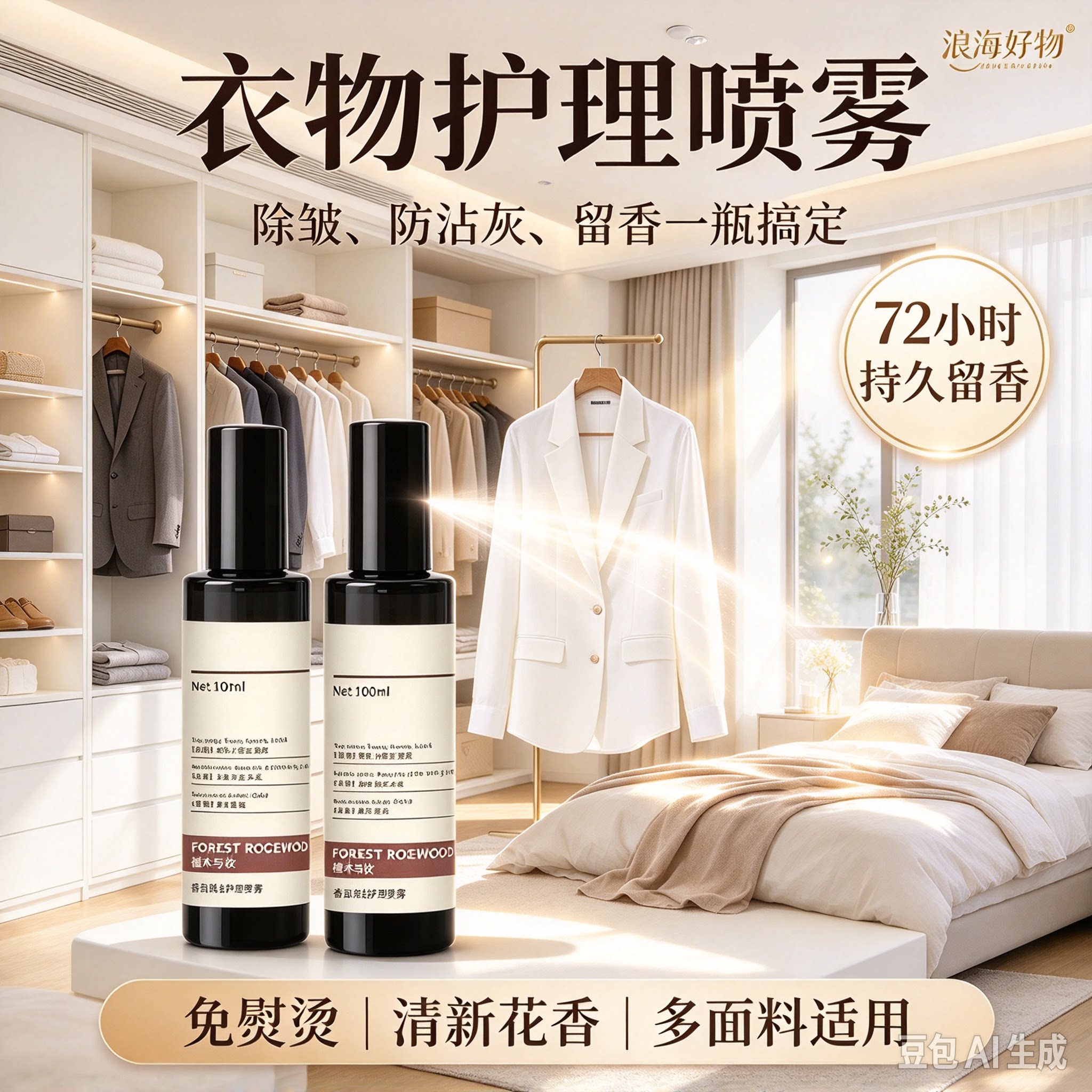 【拍一发二】衣物香氛除邹喷雾防粘毛仰菌祛味喷雾免洗免烫HQ2