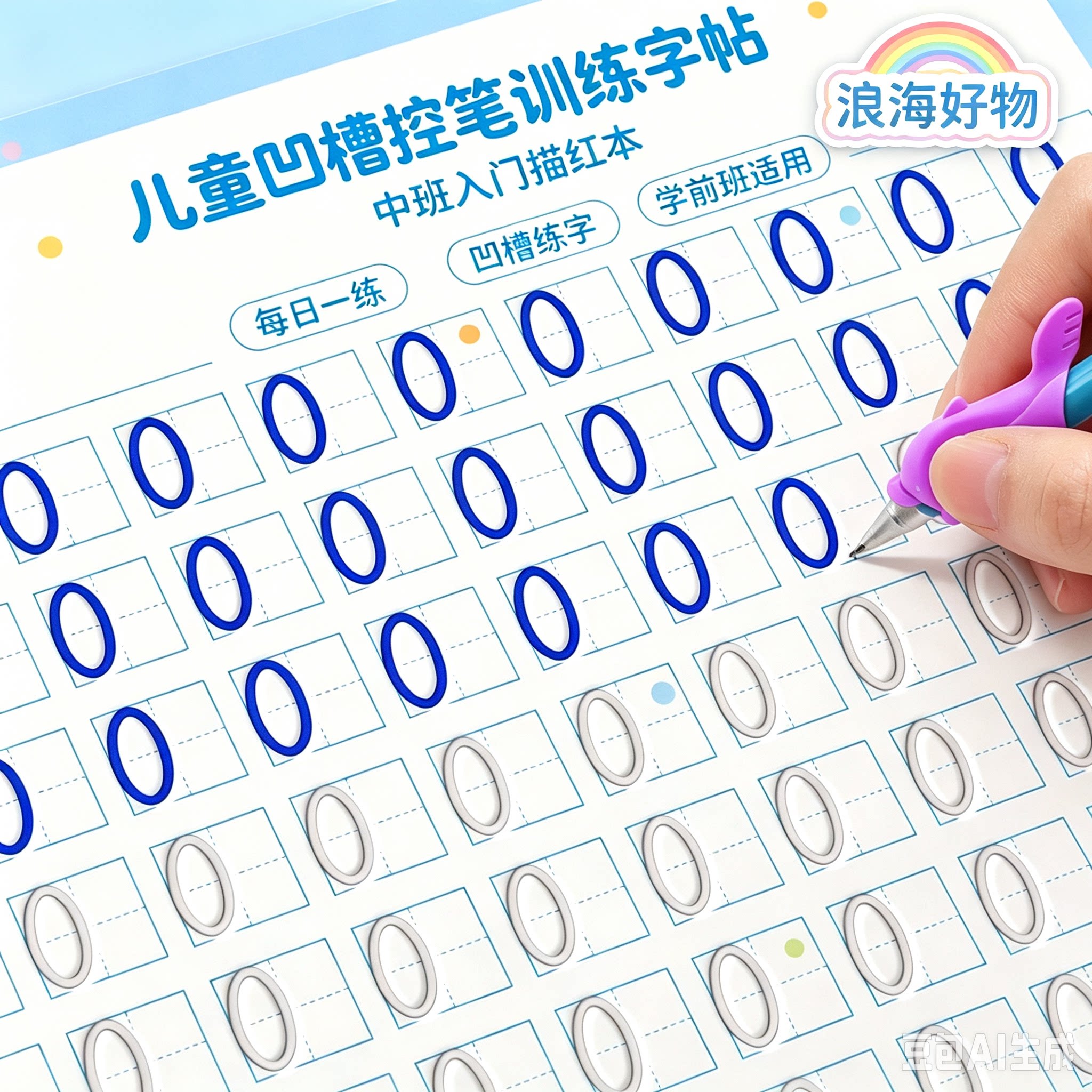 儿童凹槽控笔训练字帖中班入门描红本大班学前班练字本每日一练HQ