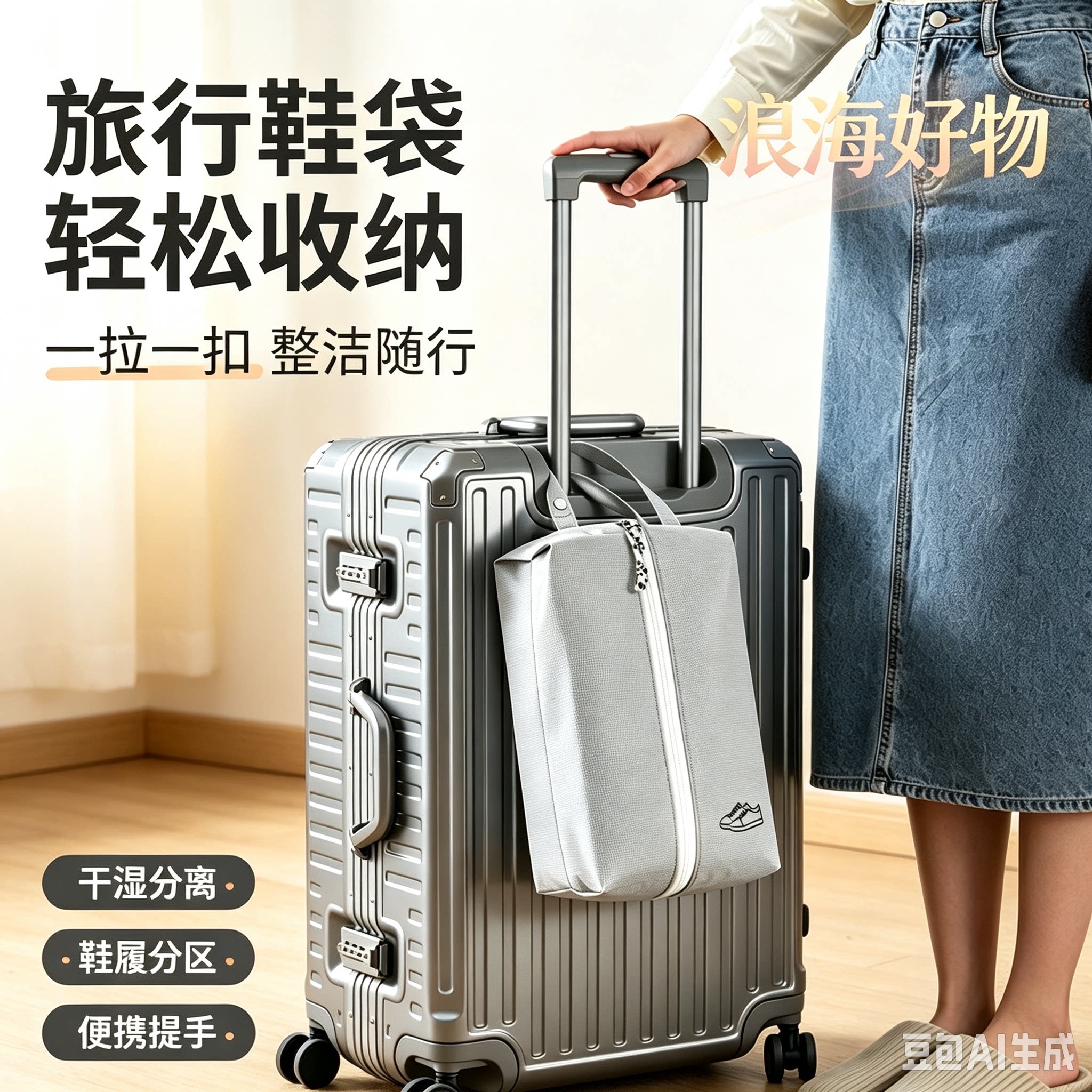 【立减50】防水鞋子收纳袋健身运动鞋便携收纳包行李箱防尘鞋包HQ