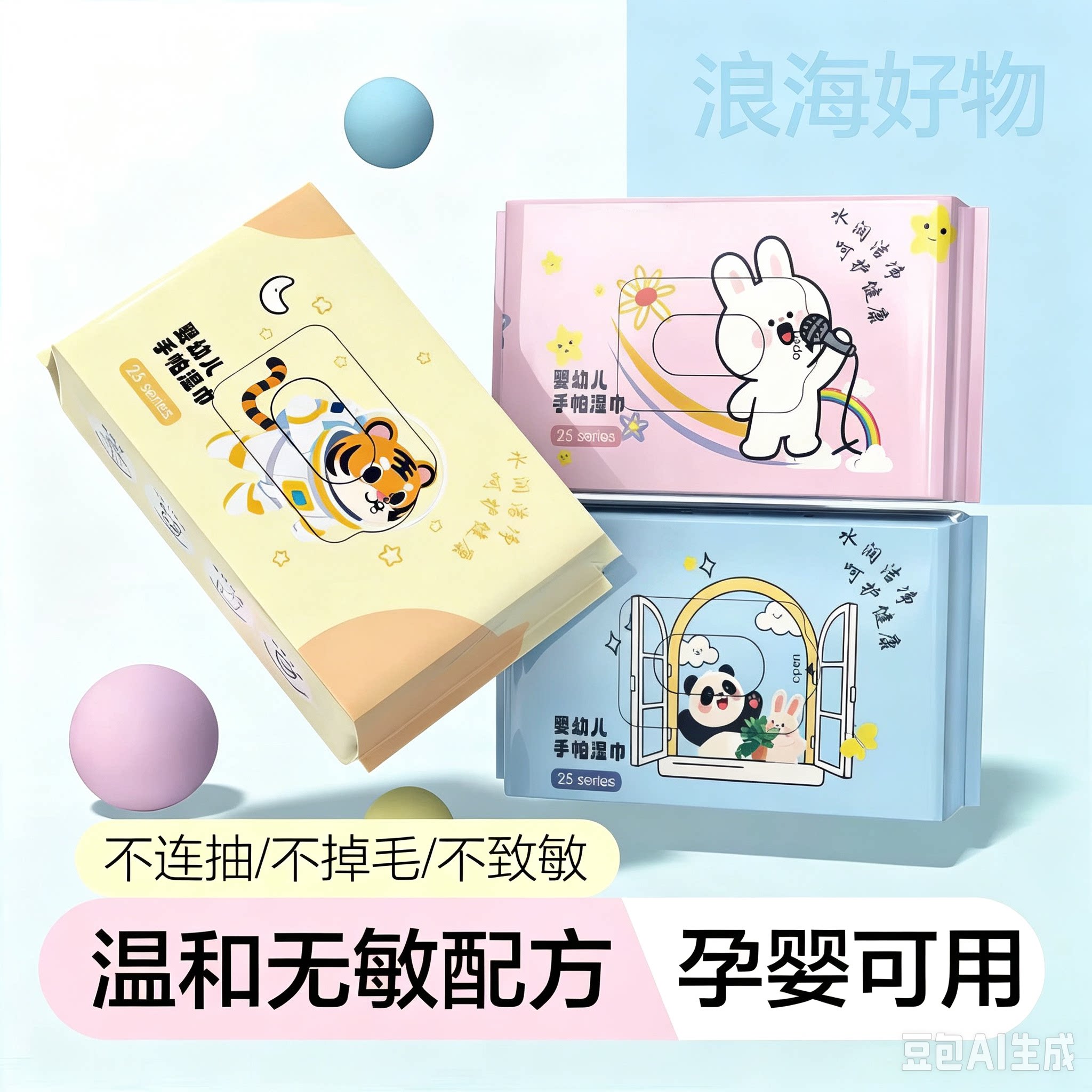 【便携湿巾】迷你便携一次性小包手口清洁护理家用儿童湿纸巾WL