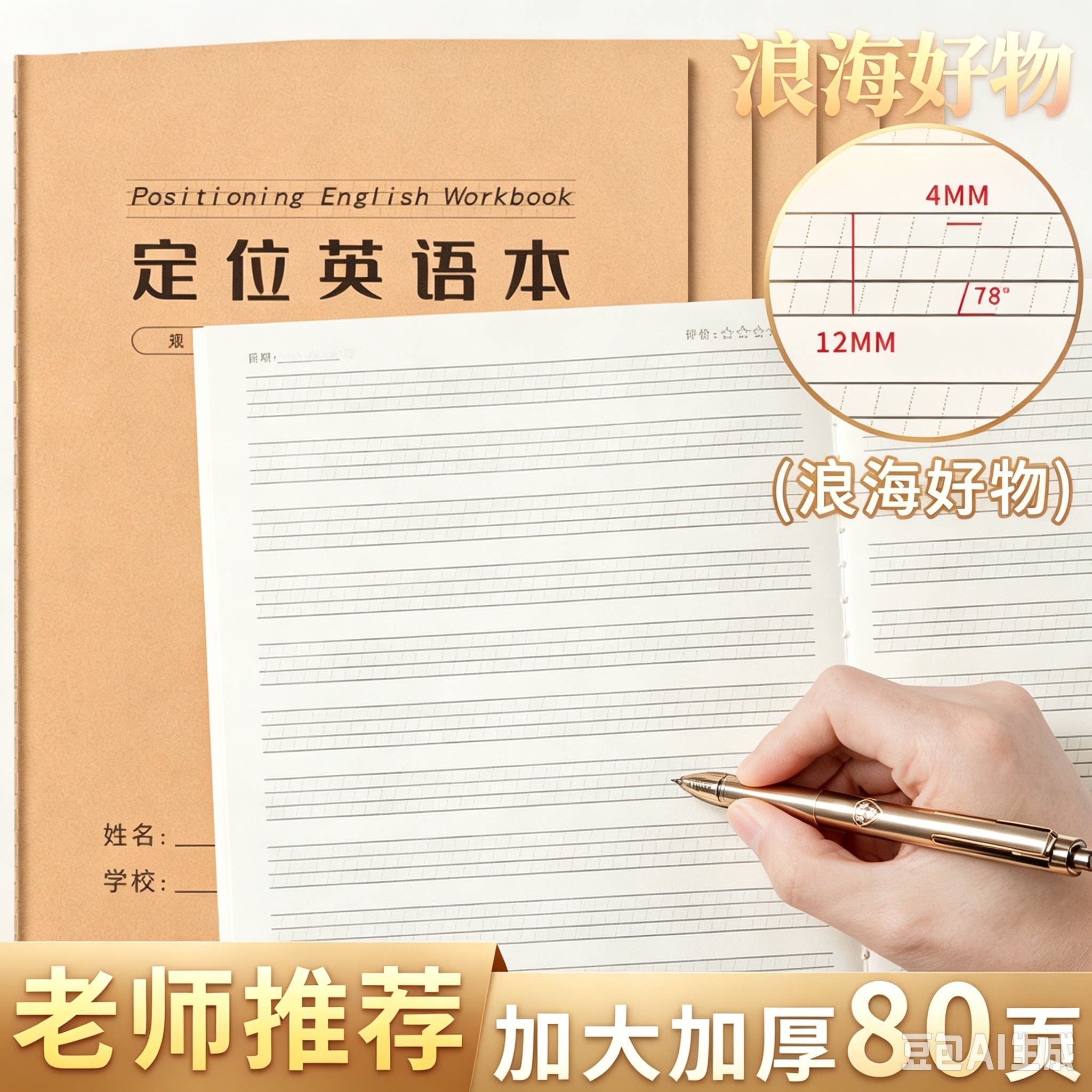 【老师推荐】英语定位书写本英语练字专用定位本学生英语作业本RR