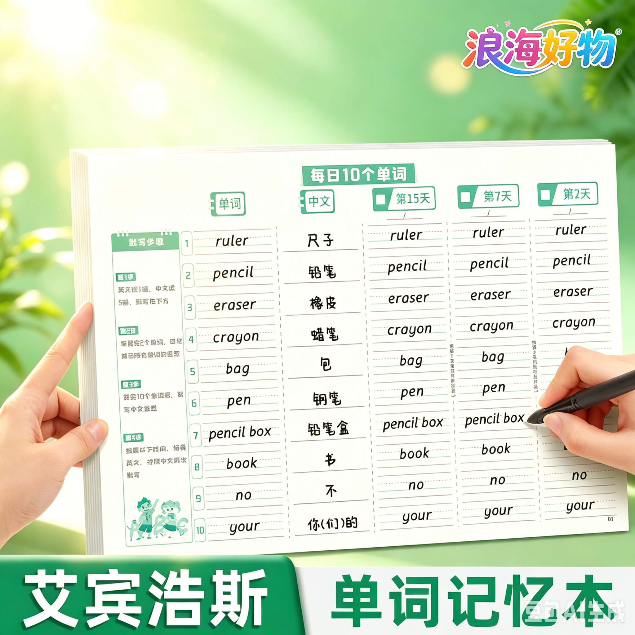 【升级新款】每日10个单词学生单词记背神器英语单词记忆本HQ2