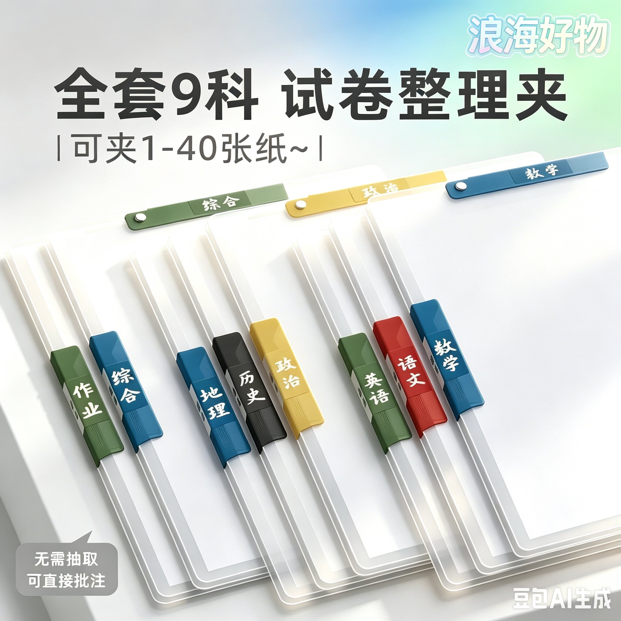 【A3双拉杆试卷夹】透明拉杆夹收纳抽杆文件资料开学试卷收纳RR