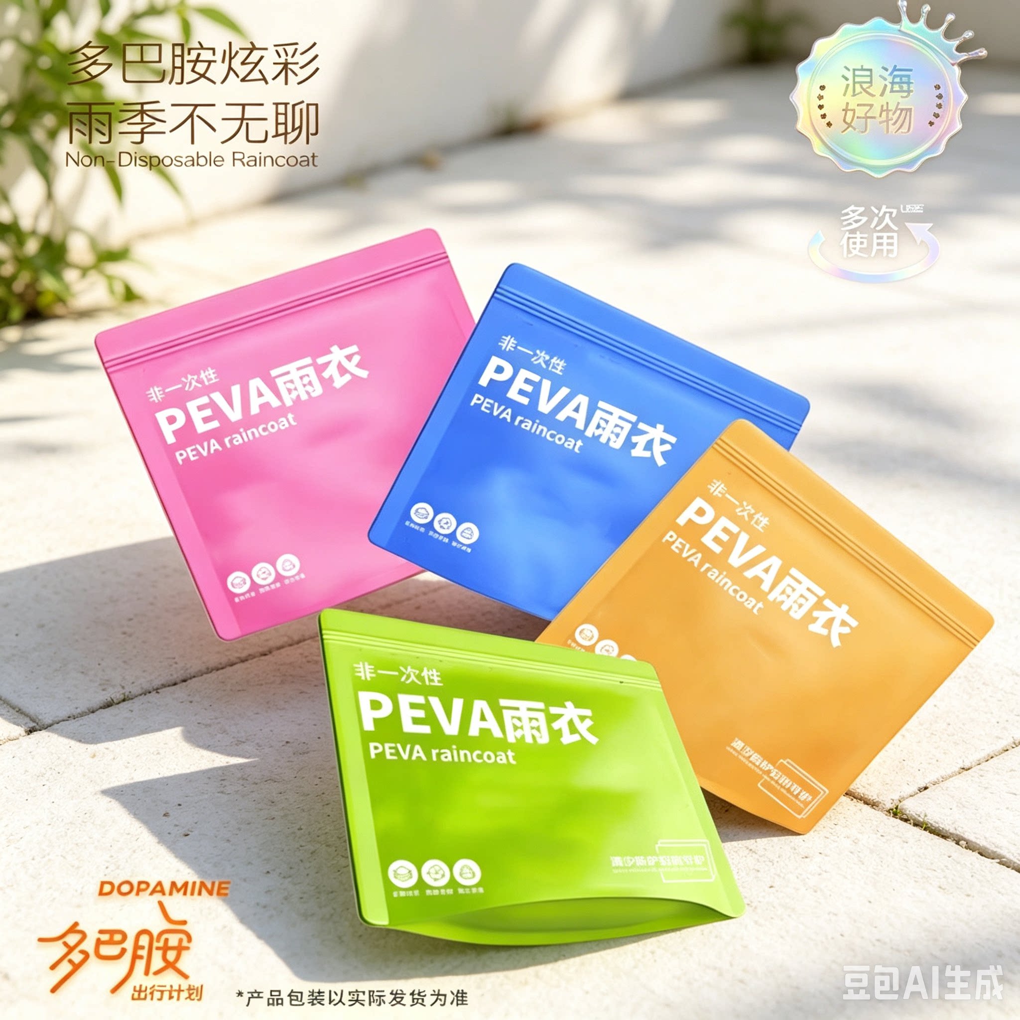 非一次性雨衣加長加厚PEVA便携独立包装成人儿童连体卡片防雨WL