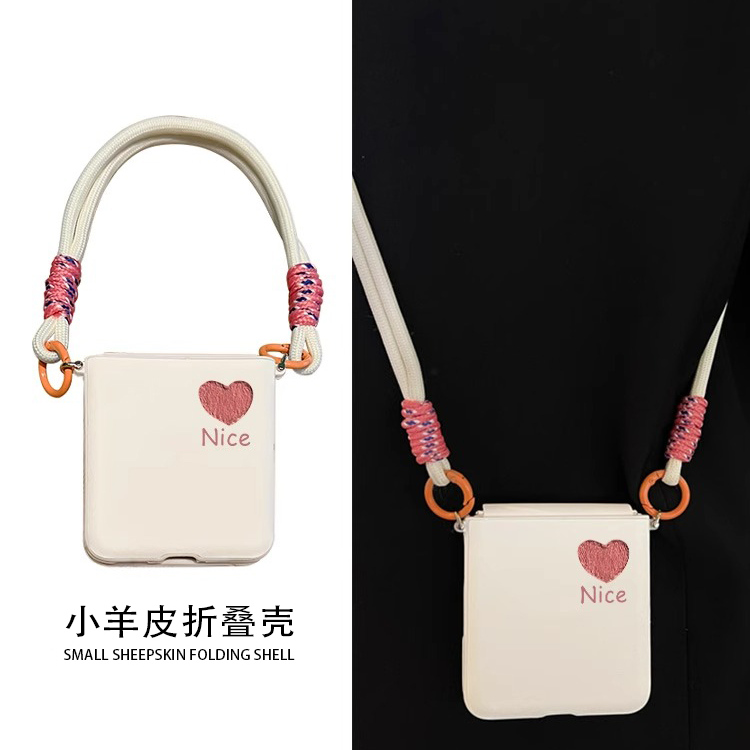 油画爱心适用华为pocket2手机壳小折叠屏新款p50pocket斜挎带挂绳保护套皮质外壳pockets全包防摔高级女士