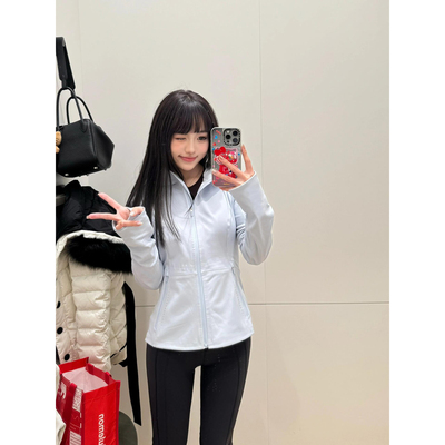 早秋季冰川蓝修身高级冲锋衣外套