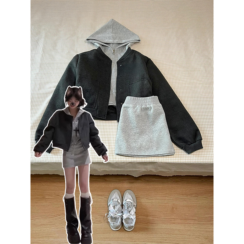 短款夹克外套女款春秋季2025新款早秋ootd穿搭套装正肩棒球服上衣